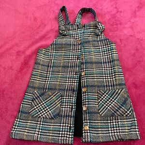 Plaid Button-Up Sleeveless Dress
